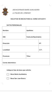 Becas de La Archicofradía María Auxiliadora La Palma del Condado Becas de La Archicofradía María Auxiliadora La Palma del Condado